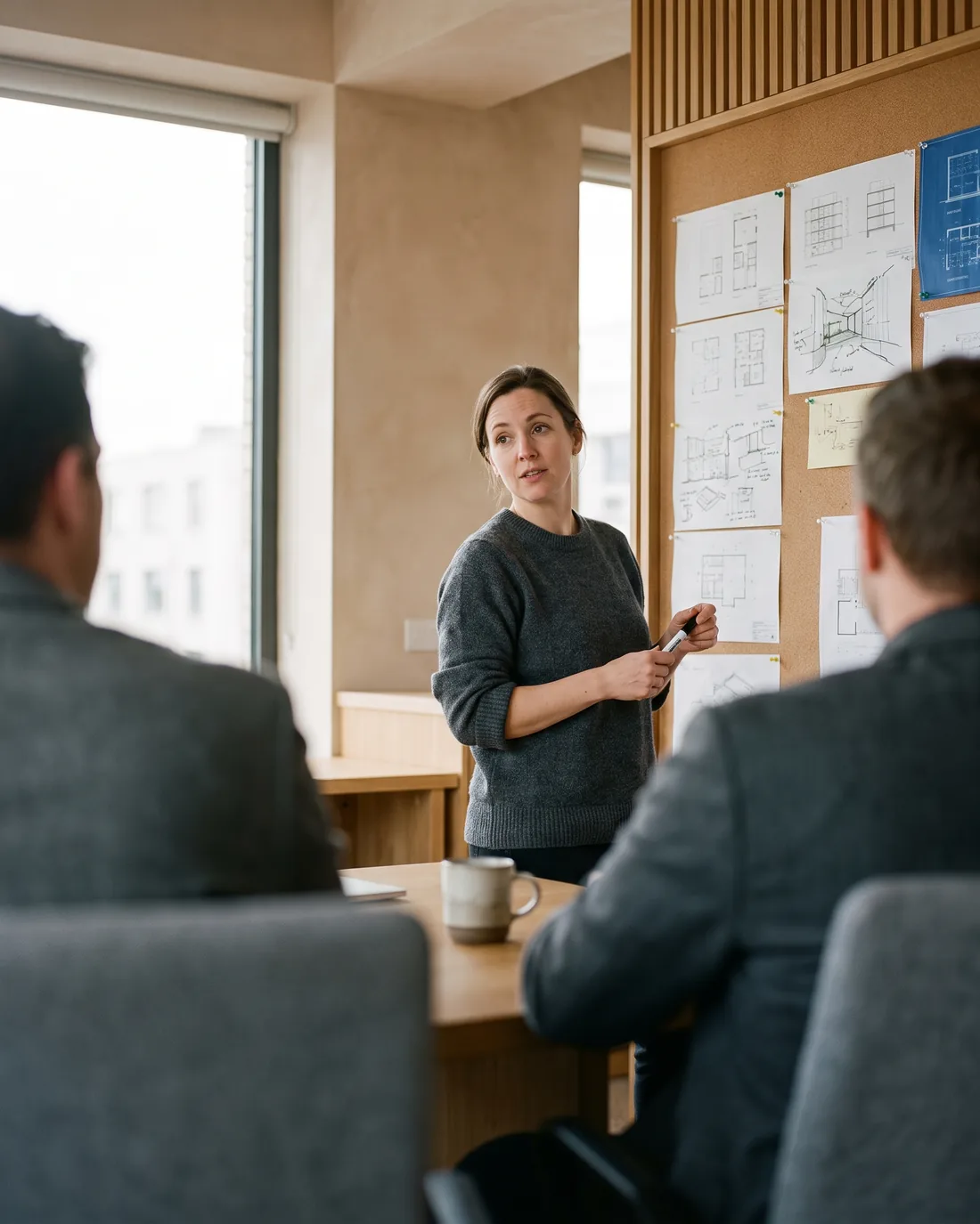 A senior CTO reviewing the work in a calm Edinburgh boardroom